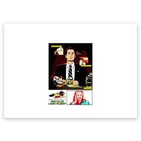 Поздравительная открытка с принтом Твин Пикс в Белгороде, 100% бумага | плотность бумаги 280 г/м2, матовая, на обратной стороне линовка и место для марки
 | black lodge | twin peaks | агент купер | дэвид линч | лора палмер | огонь иди со мной | сериалы | твин пикс