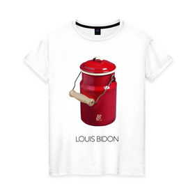 Женская футболка хлопок с принтом Louis Bidon в Белгороде, 100% хлопок | прямой крой, круглый вырез горловины, длина до линии бедер, слегка спущенное плечо | Тематика изображения на принте: антитренд | луи витон