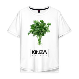 Мужская футболка хлопок Oversize с принтом KINZA в Белгороде, 100% хлопок | свободный крой, круглый ворот, “спинка” длиннее передней части | kinzo | антитренд | кинзо