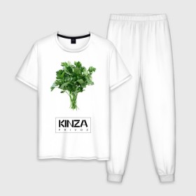 Мужская пижама хлопок с принтом KINZA в Белгороде, 100% хлопок | брюки и футболка прямого кроя, без карманов, на брюках мягкая резинка на поясе и по низу штанин
 | kinzo | антитренд | кинзо