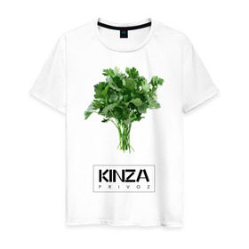 Мужская футболка хлопок с принтом KINZA в Белгороде, 100% хлопок | прямой крой, круглый вырез горловины, длина до линии бедер, слегка спущенное плечо. | kinzo | антитренд | кинзо