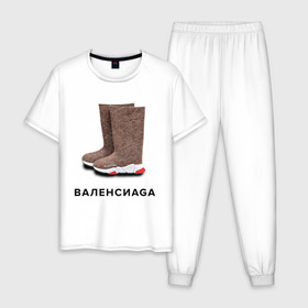 Мужская пижама хлопок с принтом Валенсиаga в Белгороде, 100% хлопок | брюки и футболка прямого кроя, без карманов, на брюках мягкая резинка на поясе и по низу штанин
 | balenciaga | антитренд | баленсиага