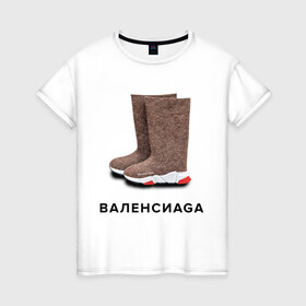 Женская футболка хлопок с принтом Валенсиаga в Белгороде, 100% хлопок | прямой крой, круглый вырез горловины, длина до линии бедер, слегка спущенное плечо | balenciaga | антитренд | баленсиага