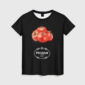 Женская футболка 3D с принтом PRADAM в Белгороде, 100% полиэфир ( синтетическое хлопкоподобное полотно) | прямой крой, круглый вырез горловины, длина до линии бедер | Тематика изображения на принте: антитренд | прада