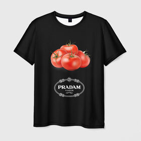 Мужская футболка 3D с принтом PRADAM в Белгороде, 100% полиэфир | прямой крой, круглый вырез горловины, длина до линии бедер | Тематика изображения на принте: антитренд | прада