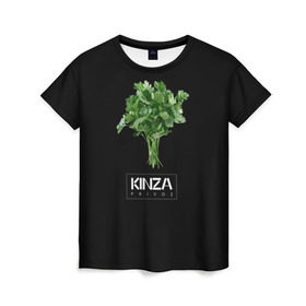 Женская футболка 3D с принтом KINZA в Белгороде, 100% полиэфир ( синтетическое хлопкоподобное полотно) | прямой крой, круглый вырез горловины, длина до линии бедер | Тематика изображения на принте: kinzo | антитренд | кинзо