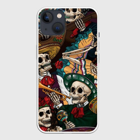 Чехол для iPhone 13 с принтом Мексиканская Вечеринка в Белгороде,  |  | party | амиго | маракасы | мексика | мехико | скелет | сомбреро | текила | черепа