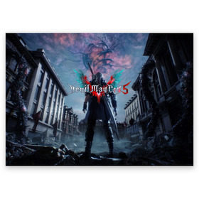 Поздравительная открытка с принтом Devil May Cry 5 в Белгороде, 100% бумага | плотность бумаги 280 г/м2, матовая, на обратной стороне линовка и место для марки
 | cs go | devil may cry | dmc5 | game | logo | битва | бой | вой | игра | контр страйк | кровь | крылья | логотип | надпись | фантастика | фэнтази | экшен