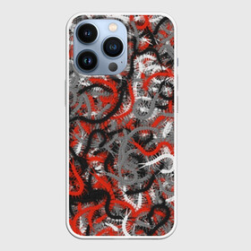 Чехол для iPhone 13 Pro с принтом Сколопендры в Белгороде,  |  | Тематика изображения на принте: камуфляж | красный | лапки | милитари | многоножка | насекомые | орнжевый | паттрен | серый | сороконожка | узор