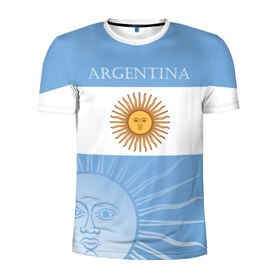Мужская футболка 3D спортивная с принтом Аргентина в Белгороде, 100% полиэстер с улучшенными характеристиками | приталенный силуэт, круглая горловина, широкие плечи, сужается к линии бедра | argentina | аргентина | аргентинская сборная | сборная | сборная аргентины | сборная аргентины по футболу | сборные | форма | футбол | футбольные сборные | чемпионат | чемпионат мира