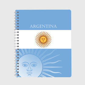 Тетрадь с принтом Аргентина в Белгороде, 100% бумага | 48 листов, плотность листов — 60 г/м2, плотность картонной обложки — 250 г/м2. Листы скреплены сбоку удобной пружинной спиралью. Уголки страниц и обложки скругленные. Цвет линий — светло-серый
 | argentina | аргентина | аргентинская сборная | сборная | сборная аргентины | сборная аргентины по футболу | сборные | форма | футбол | футбольные сборные | чемпионат | чемпионат мира