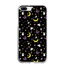 Чехол для iPhone 7Plus/8 Plus матовый с принтом Sailor Moon Pattern в Белгороде, Силикон | Область печати: задняя сторона чехла, без боковых панелей | аниме | детский | зайчик | зая | звезды | кролик | луна в матроске | матросска | месяц | милота | милый | небо | паттерн | сейлор мун | черный