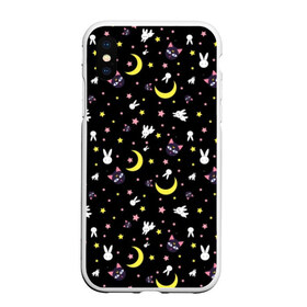 Чехол для iPhone XS Max матовый с принтом Sailor Moon Pattern в Белгороде, Силикон | Область печати: задняя сторона чехла, без боковых панелей | аниме | детский | зайчик | зая | звезды | кролик | луна в матроске | матросска | месяц | милота | милый | небо | паттерн | сейлор мун | черный