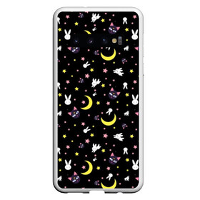 Чехол для Samsung Galaxy S10 с принтом Sailor Moon Pattern в Белгороде, Силикон | Область печати: задняя сторона чехла, без боковых панелей | Тематика изображения на принте: аниме | детский | зайчик | зая | звезды | кролик | луна в матроске | матросска | месяц | милота | милый | небо | паттерн | сейлор мун | черный