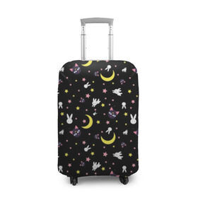 Чехол для чемодана 3D с принтом Sailor Moon Pattern в Белгороде, 86% полиэфир, 14% спандекс | двустороннее нанесение принта, прорези для ручек и колес | Тематика изображения на принте: аниме | детский | зайчик | зая | звезды | кролик | луна в матроске | матросска | месяц | милота | милый | небо | паттерн | сейлор мун | черный