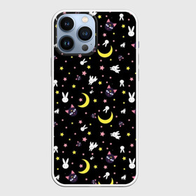 Чехол для iPhone 13 Pro Max с принтом Sailor Moon Pattern в Белгороде,  |  | Тематика изображения на принте: аниме | детский | зайчик | зая | звезды | кролик | луна в матроске | матросска | месяц | милота | милый | небо | паттерн | сейлор мун | черный