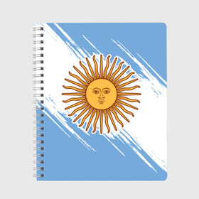 Тетрадь с принтом Аргентина в Белгороде, 100% бумага | 48 листов, плотность листов — 60 г/м2, плотность картонной обложки — 250 г/м2. Листы скреплены сбоку удобной пружинной спиралью. Уголки страниц и обложки скругленные. Цвет линий — светло-серый
 | argentina | аргентина | аргентинская сборная | сборная | сборная аргентины | сборная аргентины по футболу | сборные | форма | футбол | футбольные сборные | чемпионат | чемпионат мира