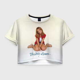 Женская футболка 3D укороченная с принтом Oldschool Britney в Белгороде, 100% полиэстер | круглая горловина, длина футболки до линии талии, рукава с отворотами | britney | britneyspears | glitch | icon | jean | pop | princess | spears | usa | бритни | бритниспирс | глич | джин | поп | работа | спирс | сша
