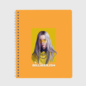 Тетрадь с принтом Billie Eilish в Белгороде, 100% бумага | 48 листов, плотность листов — 60 г/м2, плотность картонной обложки — 250 г/м2. Листы скреплены сбоку удобной пружинной спиралью. Уголки страниц и обложки скругленные. Цвет линий — светло-серый
 | Тематика изображения на принте: at | billie | don’t | eilish | electronic | eyes | me | music | ocean | pirate | smile | synthpop | usa | айлиш | билли | музыка | пайрэт | синти поп | сша | электронная | электропоп