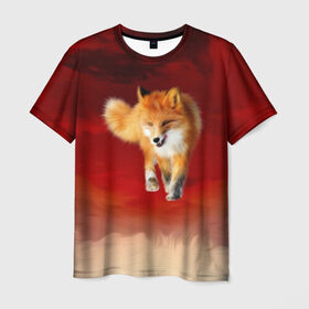 Мужская футболка 3D с принтом Огненная Лиса в Белгороде, 100% полиэфир | прямой крой, круглый вырез горловины, длина до линии бедер | fire fox | firefox | fox | fox say | ylvis   the fox | главное фыр | кицунэ | лиза | лиса | лисичка | мемасики | мемы | огонь | фыр фыр | хитрая лиса | я хочу фырфыр