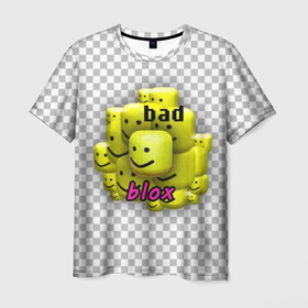 Мужская футболка 3D с принтом badblox в Белгороде, 100% полиэфир | прямой крой, круглый вырез горловины, длина до линии бедер | dank | dank memes | distotion | memes | oof | photoshop | roblox | yellow | данк | данк мемы | дисторшн | желтый | жмых | клетка | мемы | роблокс | серый | уф | фотошоп | черный
