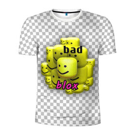 Мужская футболка 3D спортивная с принтом badblox в Белгороде, 100% полиэстер с улучшенными характеристиками | приталенный силуэт, круглая горловина, широкие плечи, сужается к линии бедра | dank | dank memes | distotion | memes | oof | photoshop | roblox | yellow | данк | данк мемы | дисторшн | желтый | жмых | клетка | мемы | роблокс | серый | уф | фотошоп | черный