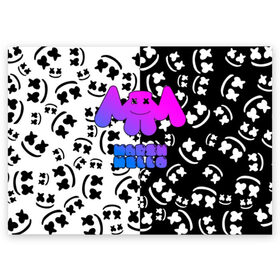 Поздравительная открытка с принтом Marshmello в Белгороде, 100% бумага | плотность бумаги 280 г/м2, матовая, на обратной стороне линовка и место для марки
 | dj | fortnite | marshmello | music | дж | зефир | маршмелоу | музыка | форнайт | фортнайт
