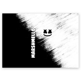 Поздравительная открытка с принтом Marshmello 3 в Белгороде, 100% бумага | плотность бумаги 280 г/м2, матовая, на обратной стороне линовка и место для марки
 | dj | fortnite | marshmello | music | дж | зефир | маршмелоу | музыка | форнайт | фортнайт