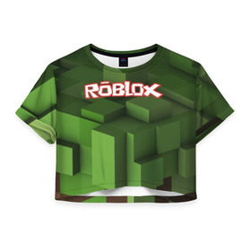 Женская футболка Cropp-top с принтом Roblox в Белгороде, 100% полиэстер | круглая горловина, длина футболки до линии талии, рукава с отворотами | play | roblox | детская | для детей | игра | онлайн | ребенку | роблокс | роболкс | симулятор