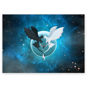 Поздравительная открытка с принтом ночная фурия в Белгороде, 100% бумага | плотность бумаги 280 г/м2, матовая, на обратной стороне линовка и место для марки
 | how to train your dragon | night fury | астрономия | беззубик | галактика | дракон | звезды | как приручить дракона | космос | ночная фурия