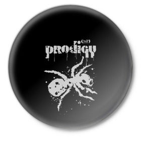 Значок с принтом The Prodigy логотип в Белгороде,  металл | круглая форма, металлическая застежка в виде булавки | 2019 | album | art | break | dance | logo | music | prodigy | брейк | граффити | группа | заставка | лого | логотип | музыка | муравей | новый альбом | обложка альбома | продиджи