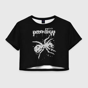 Женская футболка Cropp-top с принтом The Prodigy логотип в Белгороде, 100% полиэстер | круглая горловина, длина футболки до линии талии, рукава с отворотами | 2019 | album | art | break | dance | logo | music | prodigy | брейк | граффити | группа | заставка | лого | логотип | музыка | муравей | новый альбом | обложка альбома | продиджи
