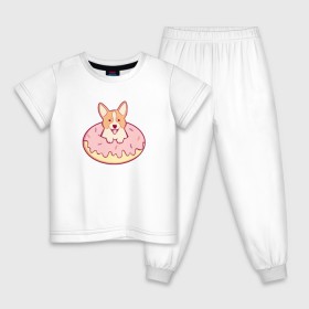 Детская пижама хлопок с принтом Корги Пончик в Белгороде, 100% хлопок |  брюки и футболка прямого кроя, без карманов, на брюках мягкая резинка на поясе и по низу штанин
 | dog | donut | kawaii | вкусняшка | выпечка | еда | лапочка | милый | мимими | пес | песик | сладкий | собака | щенок