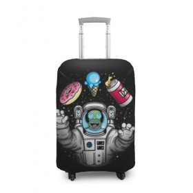 Чехол для чемодана 3D с принтом Гомер в космосе в Белгороде, 86% полиэфир, 14% спандекс | двустороннее нанесение принта, прорези для ручек и колес | bart | homer | lisa | simpsons | space | барт | гомер | космос | пончик | симпсоны