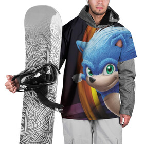 Накидка на куртку 3D с принтом Sonic  в Белгороде, 100% полиэстер |  | blue | hedgehog | movie | sonic | ёжик | синий | соник | фильм