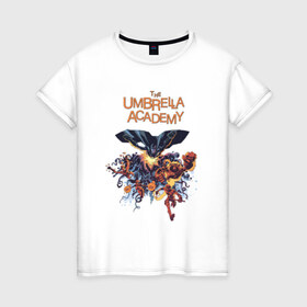 Женская футболка хлопок с принтом Umbrella Academy в Белгороде, 100% хлопок | прямой крой, круглый вырез горловины, длина до линии бедер, слегка спущенное плечо | 