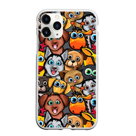 Чехол для iPhone 11 Pro матовый с принтом Веселые собаки в Белгороде, Силикон |  | бульдог | голубые глаза | доберман | животные | жирафы | котики | милые | олени | разноцветные | собаки | хаски | яркие