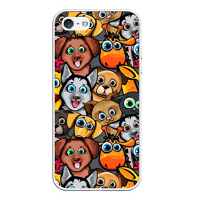 Чехол для iPhone 5/5S матовый с принтом Веселые собаки в Белгороде, Силикон | Область печати: задняя сторона чехла, без боковых панелей | бульдог | голубые глаза | доберман | животные | жирафы | котики | милые | олени | разноцветные | собаки | хаски | яркие