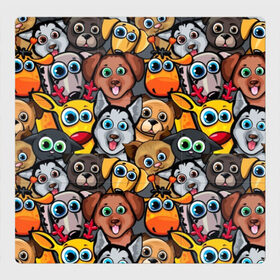 Магнитный плакат 3Х3 с принтом Веселые собаки в Белгороде, Полимерный материал с магнитным слоем | 9 деталей размером 9*9 см | бульдог | голубые глаза | доберман | животные | жирафы | котики | милые | олени | разноцветные | собаки | хаски | яркие