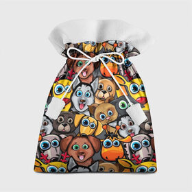 Подарочный 3D мешок с принтом Веселые собаки в Белгороде, 100% полиэстер | Размер: 29*39 см | бульдог | голубые глаза | доберман | животные | жирафы | котики | милые | олени | разноцветные | собаки | хаски | яркие