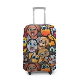 Чехол для чемодана 3D с принтом Веселые собаки в Белгороде, 86% полиэфир, 14% спандекс | двустороннее нанесение принта, прорези для ручек и колес | бульдог | голубые глаза | доберман | животные | жирафы | котики | милые | олени | разноцветные | собаки | хаски | яркие