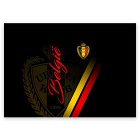 Поздравительная открытка с принтом Бельгия в Белгороде, 100% бумага | плотность бумаги 280 г/м2, матовая, на обратной стороне линовка и место для марки
 | belgie | belgien | belgique | belgium | diables rouges | rode duivels | бельгийская сборная | бельгия | красные дьяволы | сборная бельгии | сборная бельгии по футболу | форма