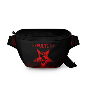 Поясная сумка 3D с принтом Sepultura в Белгороде, 100% полиэстер | плотная ткань, ремень с регулируемой длиной, внутри несколько карманов для мелочей, основное отделение и карман с обратной стороны сумки застегиваются на молнию | sepultura | грув метал | группы | дэт метал | метал | музыка | рок | трэш метал