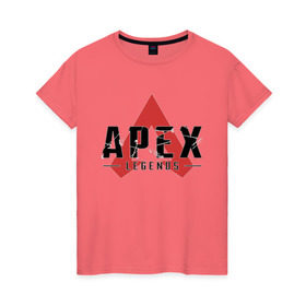 Женская футболка хлопок с принтом Apex Legends Logo в Белгороде, 100% хлопок | прямой крой, круглый вырез горловины, длина до линии бедер, слегка спущенное плечо | apex | apex legends | bangalor | bloodhound | caustic | gibraltar | legends | lifeline | logo | mirage | pathfinder | titanfall | wraith | апекс