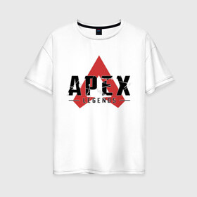 Женская футболка хлопок Oversize с принтом Apex Legends Logo в Белгороде, 100% хлопок | свободный крой, круглый ворот, спущенный рукав, длина до линии бедер
 | apex | apex legends | bangalor | bloodhound | caustic | gibraltar | legends | lifeline | logo | mirage | pathfinder | titanfall | wraith | апекс