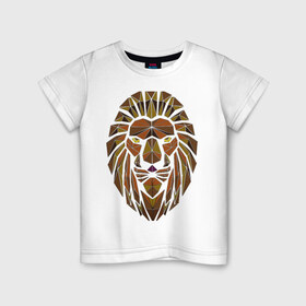 Детская футболка хлопок с принтом King в Белгороде, 100% хлопок | круглый вырез горловины, полуприлегающий силуэт, длина до линии бедер | leo | дикая | король | кот | кошка | лев | мода | молодежь | молодость | охотник | трэнд