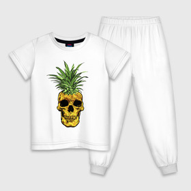 Детская пижама хлопок с принтом Ананас в Белгороде, 100% хлопок |  брюки и футболка прямого кроя, без карманов, на брюках мягкая резинка на поясе и по низу штанин
 | Тематика изображения на принте: cool | creative | design | fruit | green | hype | new york | pineapple | skull | summer | supreme | vanguard | vegan | авангард | ананас | дизайн | зеленый | креатив | круто | лето | фрукт | хайп | череп