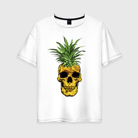 Женская футболка хлопок Oversize с принтом Ананас в Белгороде, 100% хлопок | свободный крой, круглый ворот, спущенный рукав, длина до линии бедер
 | cool | creative | design | fruit | green | hype | new york | pineapple | skull | summer | supreme | vanguard | vegan | авангард | ананас | дизайн | зеленый | креатив | круто | лето | фрукт | хайп | череп