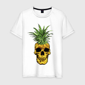 Мужская футболка хлопок с принтом Ананас в Белгороде, 100% хлопок | прямой крой, круглый вырез горловины, длина до линии бедер, слегка спущенное плечо. | Тематика изображения на принте: cool | creative | design | fruit | green | hype | new york | pineapple | skull | summer | supreme | vanguard | vegan | авангард | ананас | дизайн | зеленый | креатив | круто | лето | фрукт | хайп | череп