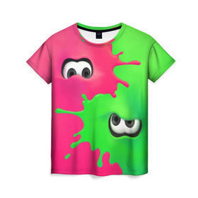 Женская футболка 3D с принтом Splatoon 2 в Белгороде, 100% полиэфир ( синтетическое хлопкоподобное полотно) | прямой крой, круглый вырез горловины, длина до линии бедер | booble gum | game | green | nintendo | pink | shooter | splatoon | switch | twitch | битва | брызги | глаза | головоногие | детям | драка | зеленый | игра | краска | краски | нинтендо | оружие | от третьего лица | розовый | стрелялки | шутер